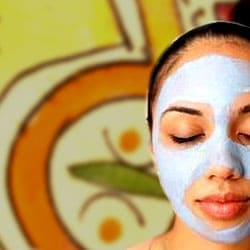 Girl in rhassoul clay mask
